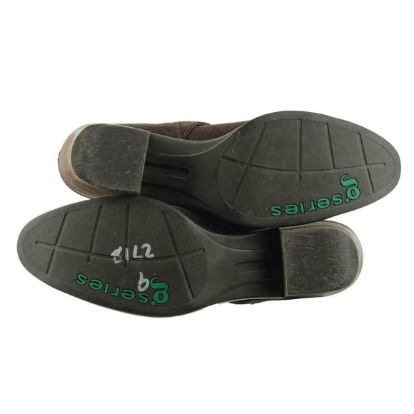 COLE HAAN G SERIES Ankle Boots Dark Brown Suede Sz. 9 B Buckled Chunky Heel - Picture 6 of 7